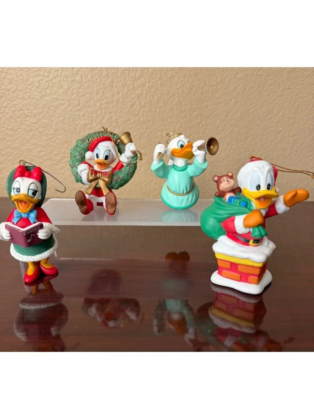 Vintage 1990s Grolier Disney Donald Daisy Duck Christmas Ornaments Lot of 4